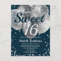 Bleu marine Parties scintillant argent Ballons dou