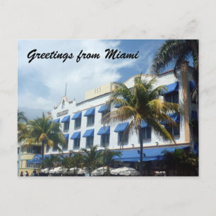 Carte Postale bleu miami deco