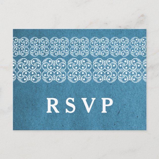 Carte postale bleu moderne Bohême RSVP (Devant)