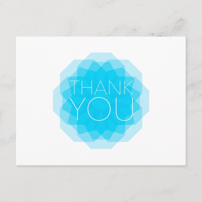 Carte Postale Bleu, moderne, simple, élégant design Merci (Devant)
