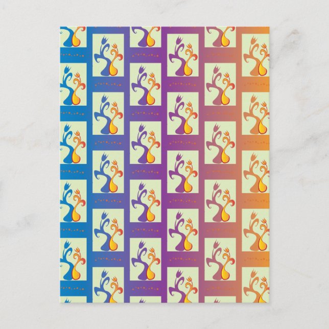 Carte Postale Bleu moderne, violet, orange Tulip Couple Floral (Devant)