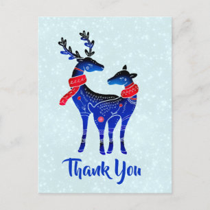 Carte Postale Bleu Nordic Reindeer Pair Merci