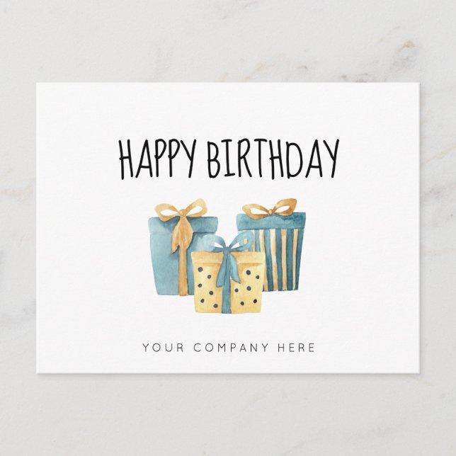 Carte Postale Bleu Or Employé Entreprise Anniversaire (Devant)