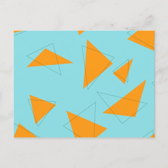Carte Postale Bleu, orange, cool, tendance, moderne triangle mot (Devant)
