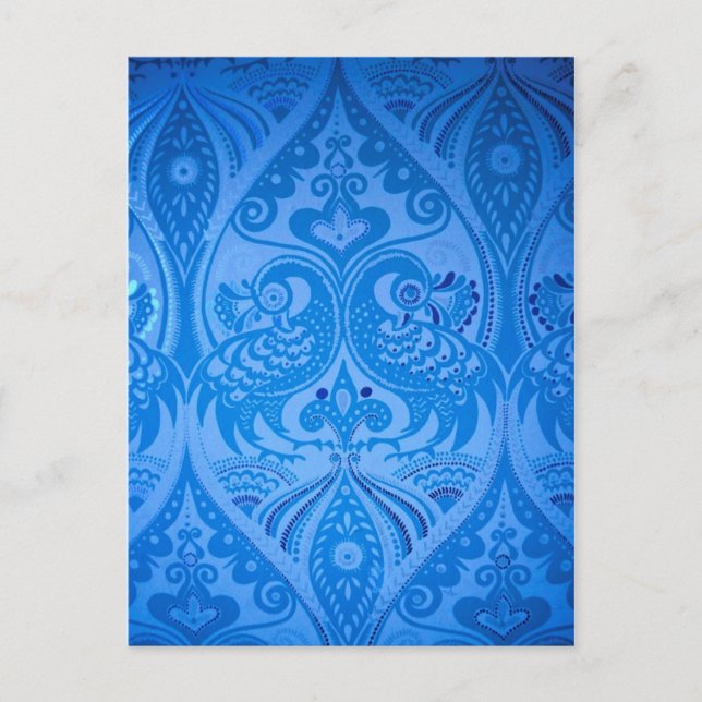 Carte Postale Bleu Oriental Peacock Birds (Devant)