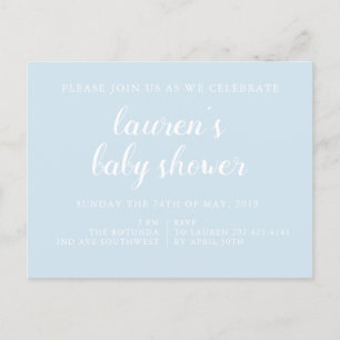 Carte Postale Bleu pâle   Invitation baby shower