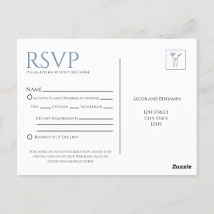 Carte postale bleu Palm RSVP Insertion
