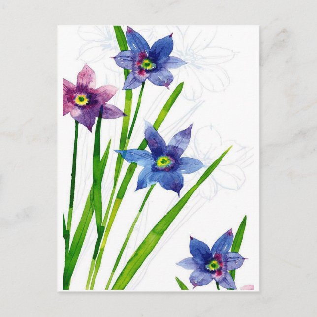 Carte Postale bleu par votre aquarelle (Devant)