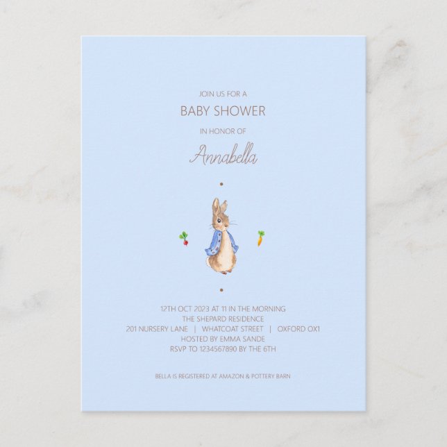 Carte Postale Bleu Pierre le lapin (Devant)