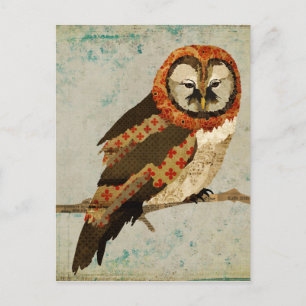 Carte postale bleu pour les mamans Owl