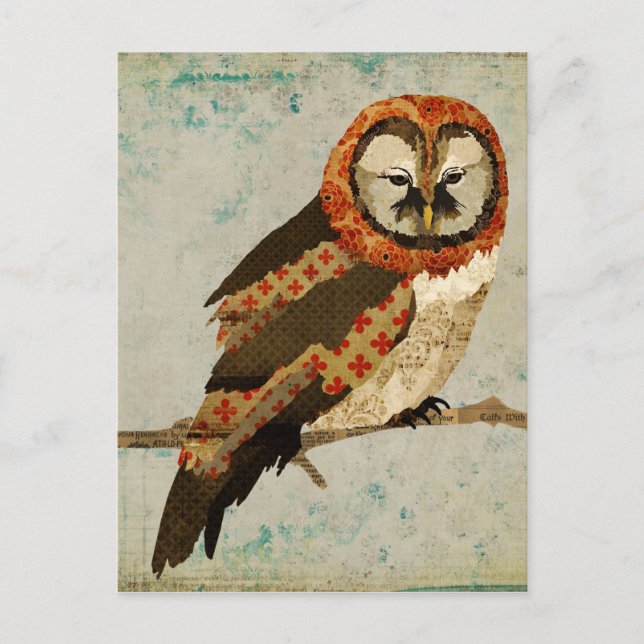 Carte postale bleu pour les mamans Owl (Devant)