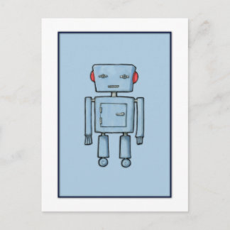 Carte postale bleu Robot Toy