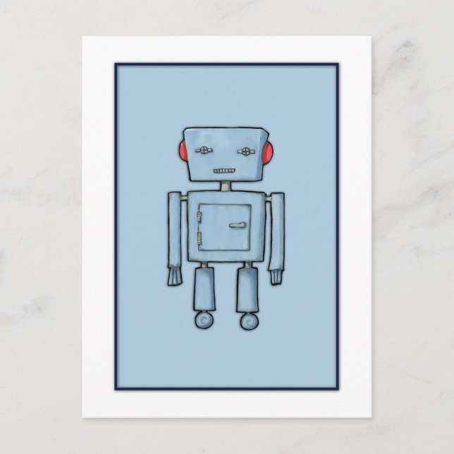 Carte postale bleu Robot Toy (Devant)