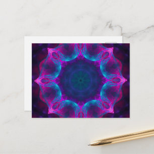 Carte Postale Bleu & Rose Néon Foncé Dégradé Kaléidoscope