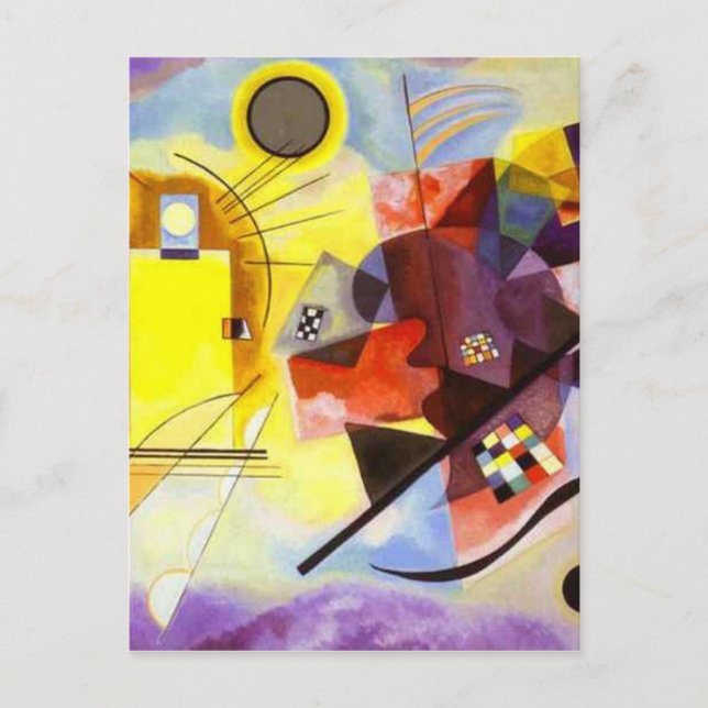 Carte Postale Bleu rouge jaune Kandinsky peinture Abstraite (Devant)