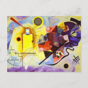 Carte Postale Bleu rouge jaune Kandinsky peinture Abstraite