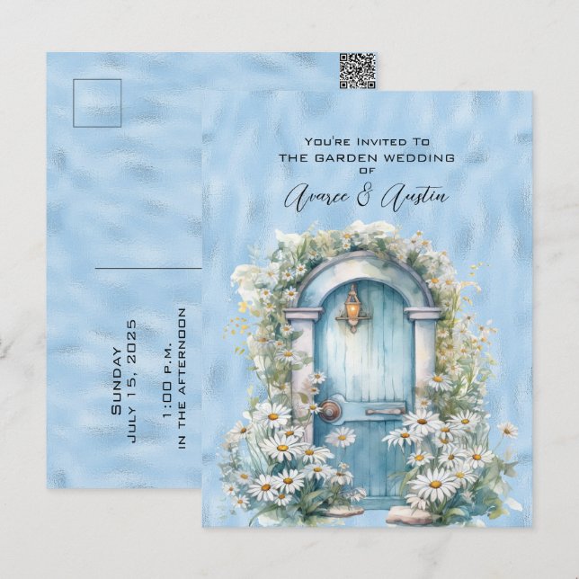 Carte Postale Bleu Shimmer Garden Porte Daisy (Devant / Derrière)