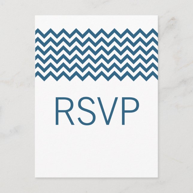 Carte postale bleu simple Chevron RSVP (Devant)
