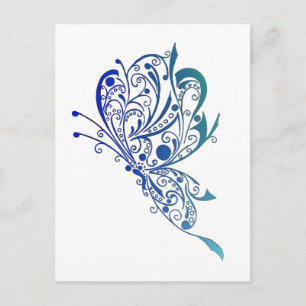Carte Postale Bleu tatouage papillon