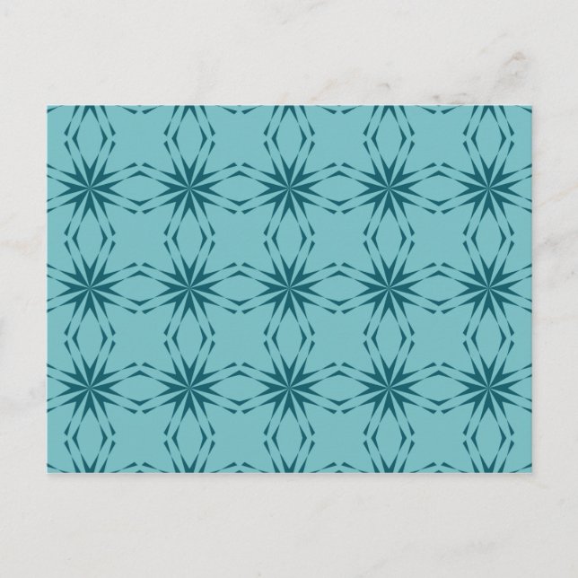 Carte Postale bleu turquoise, cool, abstraction fleur tendance (Devant)