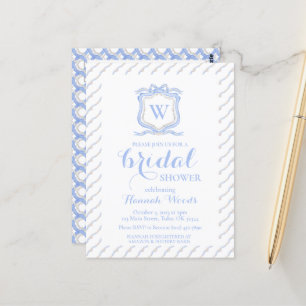 Carte Postale Bleu Wedgwood Monogramme Blason Grandmillénaire