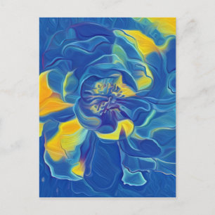 Carte Postale Bleu Wild Floral Art Rose