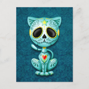 Carte Postale Bleu Zombie Sucre Kitten