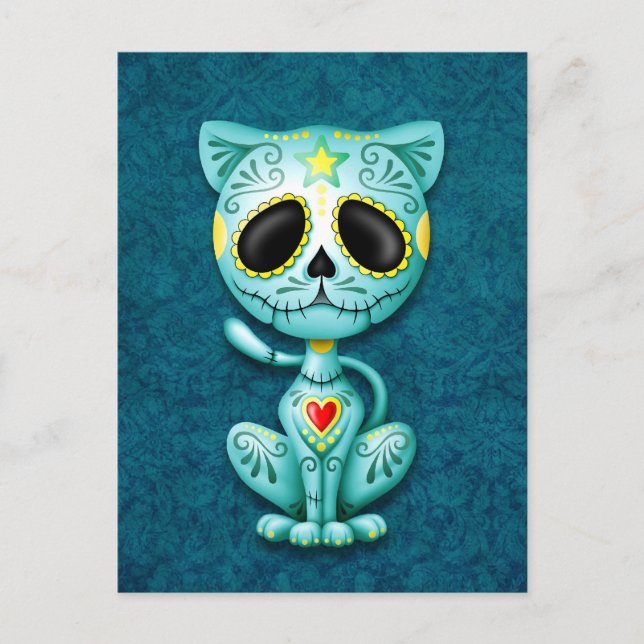 Carte Postale Bleu Zombie Sucre Kitten (Devant)