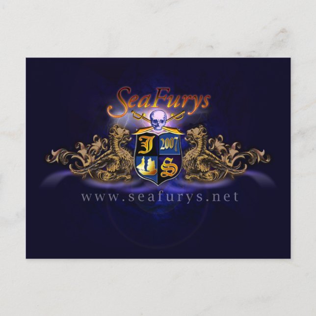 Carte postale (bleue) de bouclier de SeaFurys (Devant)