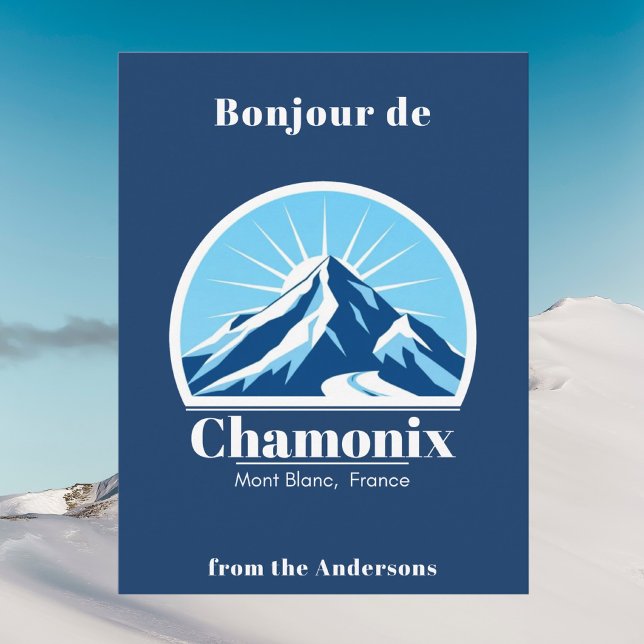 Carte postale bleue de Chamonix Mont Blanc France (Créateur téléchargé)