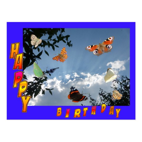 Carte Postale Bleue De Joyeux Anniversaire De Zazzle Fr