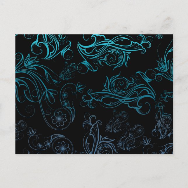 Carte postale bleue florale (Devant)