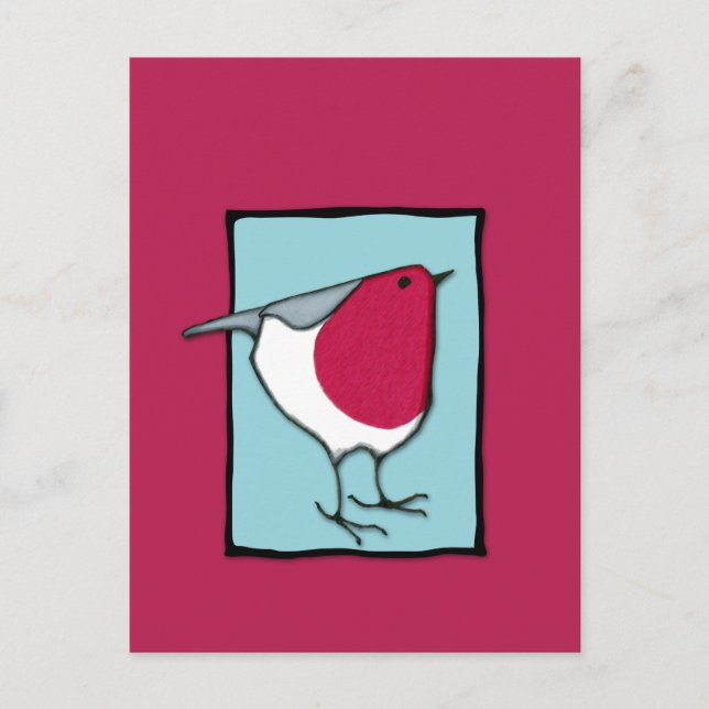 Carte postale bleue Little Robin (Devant)