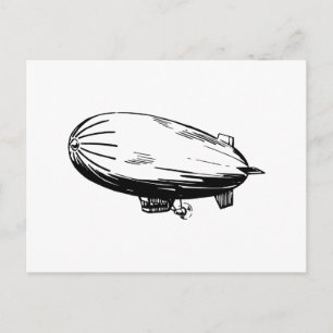 Carte Postale Blimpe, Zeppelin, Dirigible, Dessin Vintage