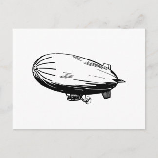 Carte Postale Blimpe, Zeppelin, Dirigible, Dessin Vintage