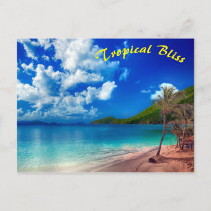 Carte Postale Bliss de l'île tropicale Bleue profonde