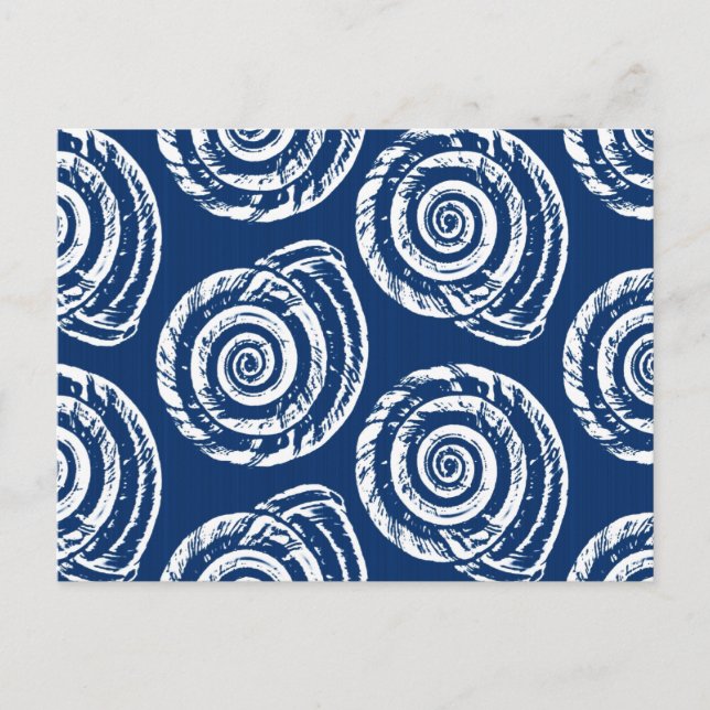 Carte Postale Bloc de coquillages en spirale Impression, bleu et (Devant)
