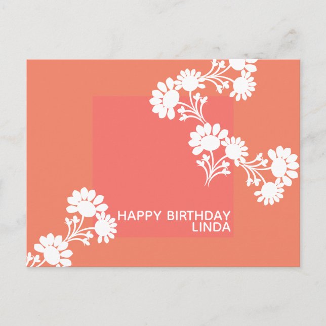 Carte Postale Bloc de couleur deux fleurs orange llustration (Devant)