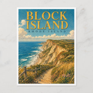 Carte Postale Block Island Rhode Island Mohegan Bluffs GeoSaga