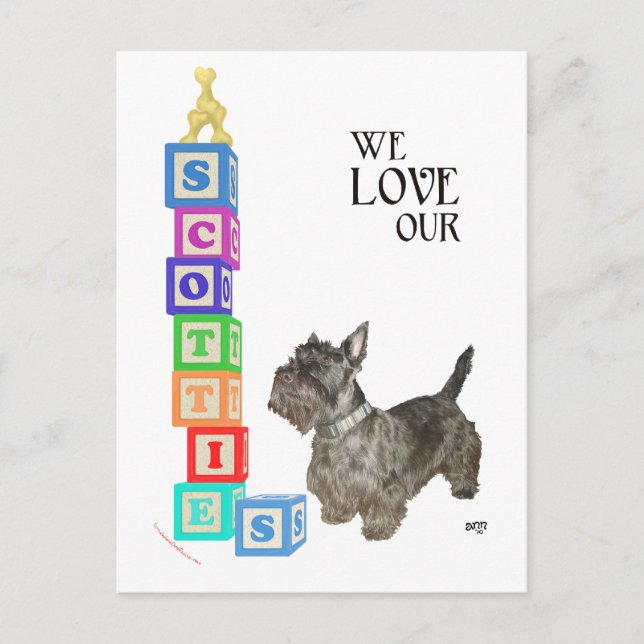 Carte Postale Blocs Alphabet Scottie (Devant)