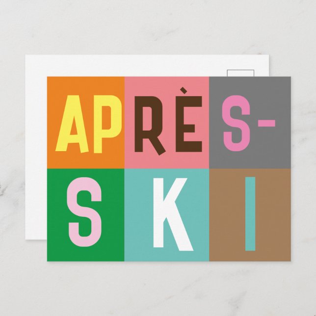 Carte Postale Blocs de couleur après ski (Devant / Derrière)