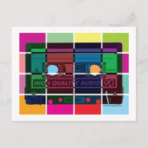 Carte Postale Blocs de couleur de cassette des années 80