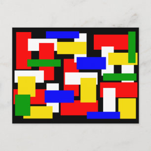 Carte Postale Blocs rouge, jaune, noir, bleu et vert