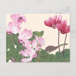 Carte Postale Blocs vintages japonais rose Lotus Floral