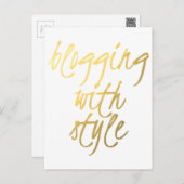 Carte Postale Blogging avec le style - Gold Script (Devant / Derrière)