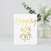 Carte Postale Blogging avec le style - Gold Script (Debout devant)