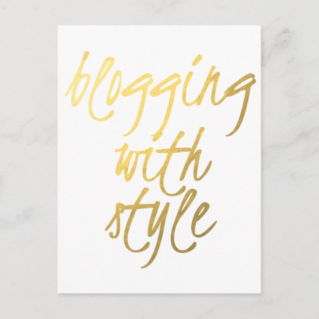 Carte Postale Blogging avec le style - Gold Script (Devant)