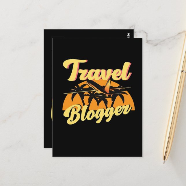 Carte Postale Blogueur de voyage (Devant/Arrière en situation)