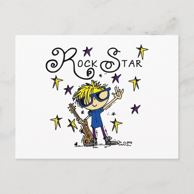 Carte Postale Blond Boy Rock Star (Devant)