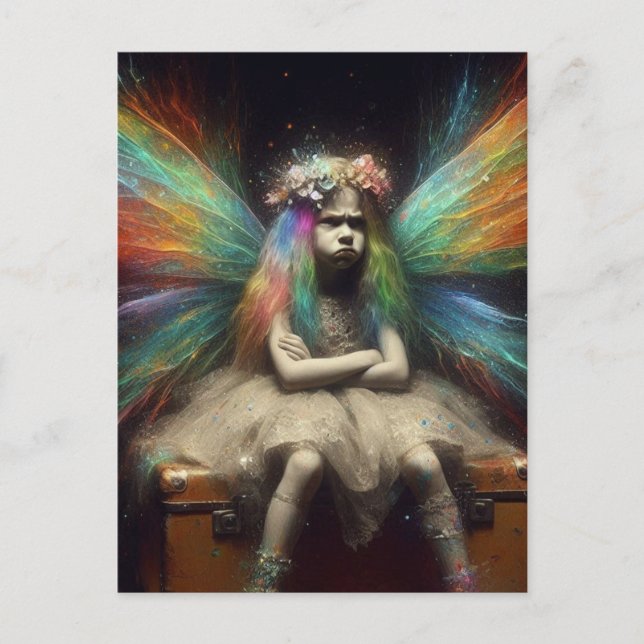 Carte Postale Blond Fairy Avec Une Attitude Sur Une Valise Vinta (Devant)